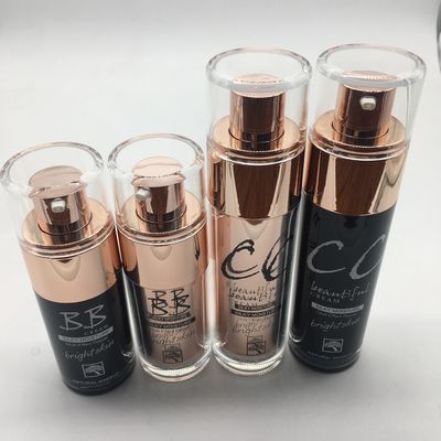 Makeup 30ml 50ml Botol Losion Kaca Dengan Bentuk Cylinder Pump Warna Disesuaikan