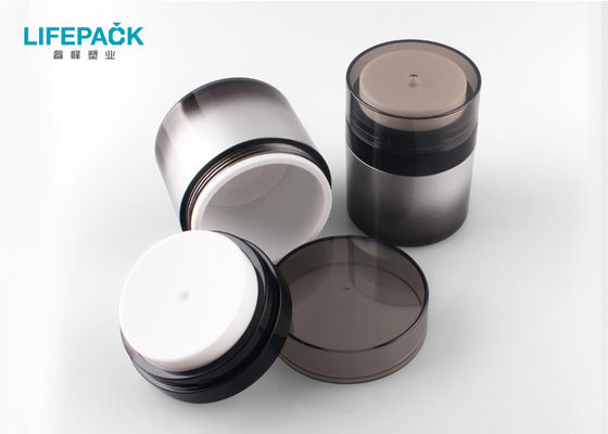 1.7 Oz Organik Kosong Jar Kosmetik Pengap Hitam Guci Vakum Bentuk Silinder